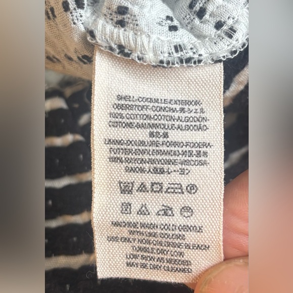 Free People Bento Black/White Woven Striped A Line Mini Skater Skirt Size 10 EUC - Picture 7 of 10